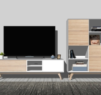 北欧电视柜su模型