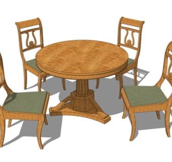 简欧欧餐桌椅su模型