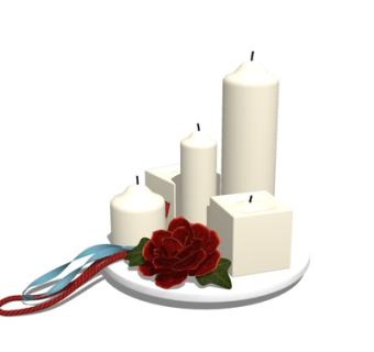 现代蜡烛玫瑰花摆件su模型