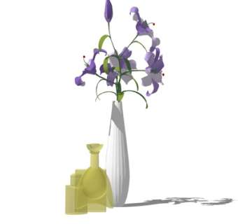 现代花卉花瓶su模型
