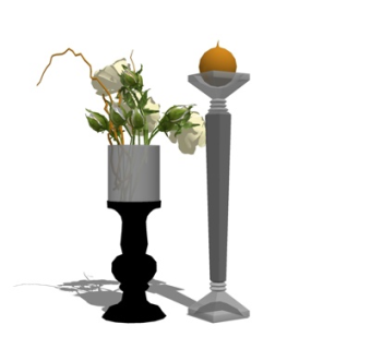 简欧花卉花瓶su模型