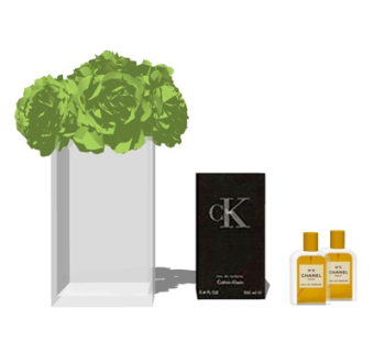 现代花卉化妆品摆件su模型