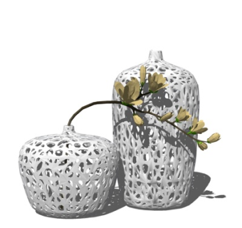 北欧镂空花瓶花卉su模型