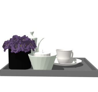 现代花卉烛台灯摆件su模型