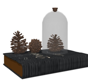 现代书籍枯树摆件su模型