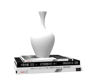 现代书籍花瓶摆件su模型