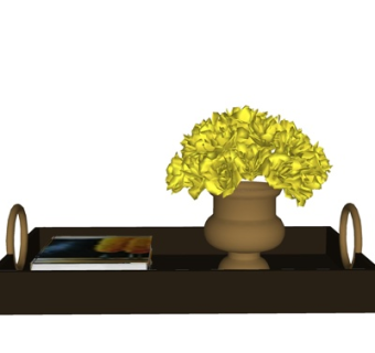 现代花卉书籍摆件su模型