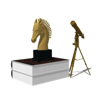 现代书籍射灯摆件su模型