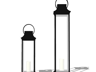 中式立体式烛台灯su模型