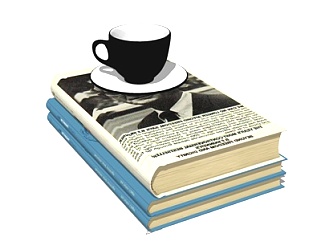 现代书籍茶杯<em>摆件</em>su模型