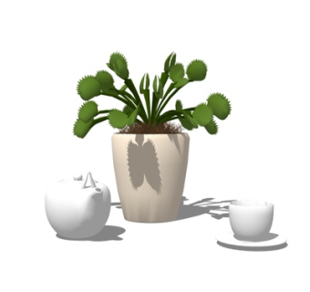 现代绿植盆栽茶壶摆件su模型