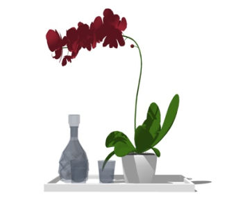 现代花卉盆栽摆件su模型
