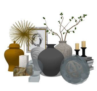 现代花瓶烛台灯摆件su模型