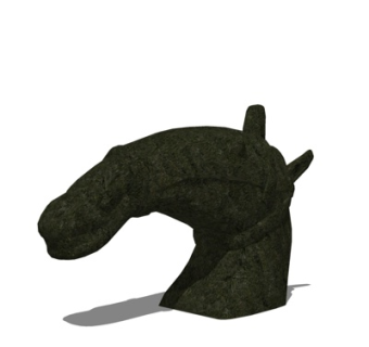 现代河马头摆件su模型