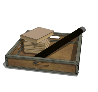 现代书籍摆件su模型