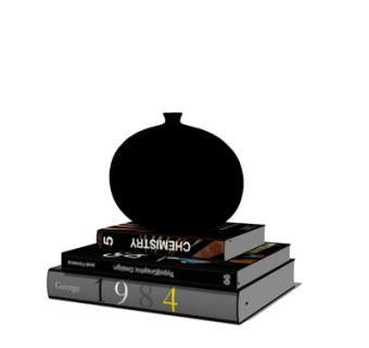 现代书籍花瓶摆件su模型