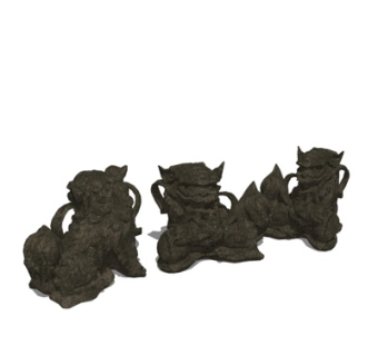 欧式狮子雕塑摆件su模型