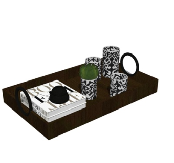 现代书籍水杯摆件su模型