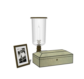 简欧箱子烛台灯摆件su模型