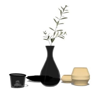 现代花卉花瓶摆件su模型