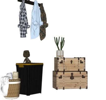 欧式储物箱浴巾洗涤su模型