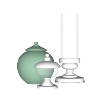 现代陶瓷罐烛台灯摆件su模型