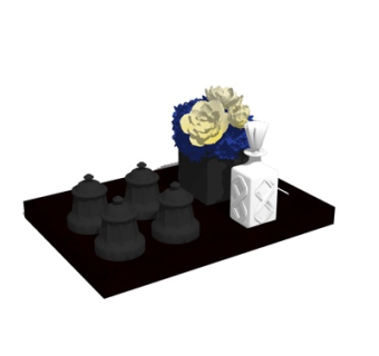 现代花卉烛台灯摆件su模型