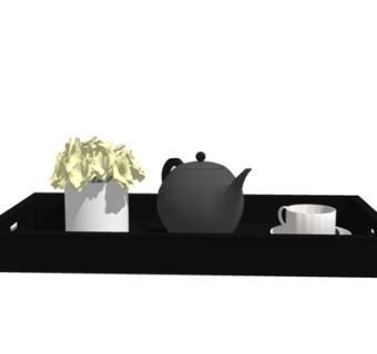 现代花卉茶壶摆件su模型