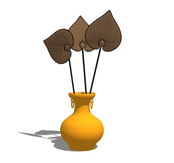 中式花卉花瓶su模型