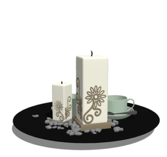 现代烛台灯茶杯摆件su模型