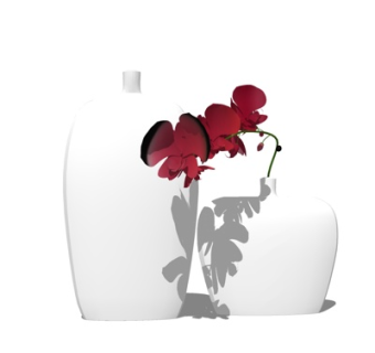 现代花卉花瓶su模型