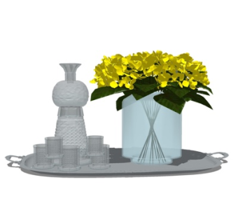 现代花卉花瓶摆件su模型