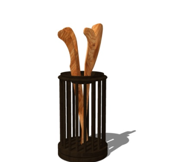 现代木筒摆件su模型