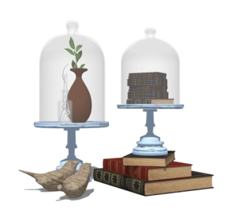 现代玻璃罐书籍摆件su模型