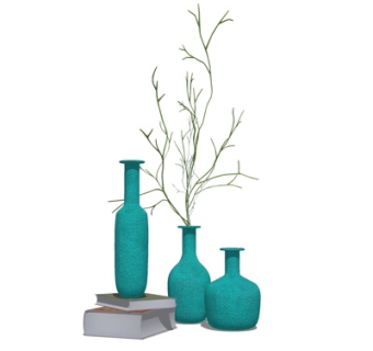 现代花卉花瓶书籍摆件su模型