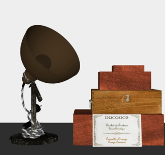 现代收纳箱台灯su模型