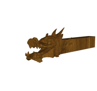 中式龙头摆件su模型