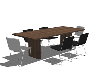 现代方形餐桌<em>椅</em>su模型