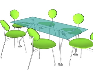 现代玻璃餐桌椅<em>su模型</em>