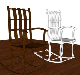 中式实木休闲椅su模型