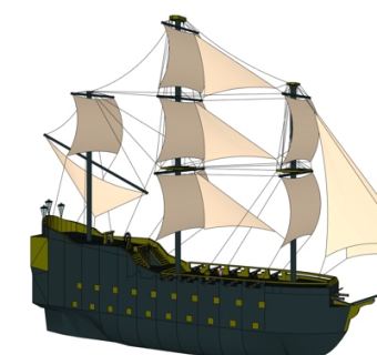 现代大型帆船su模型