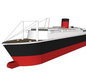 现代大型邮轮su模型