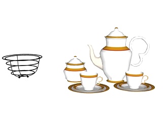 现代茶壶<em>茶杯组合</em>su模型