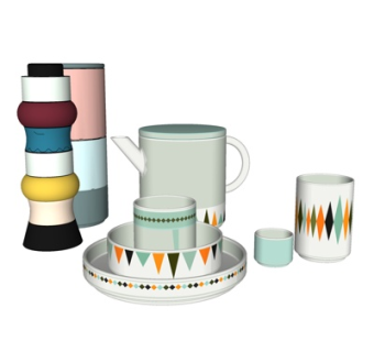 现代茶杯摆件su模型