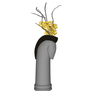 现代马头花卉摆件