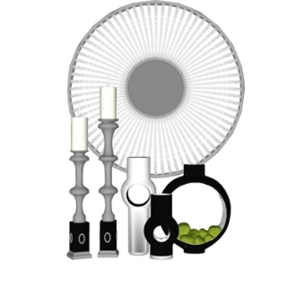 新中式烛台灯摆件su模型