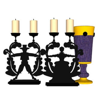 欧式铁艺烛台灯摆件su模型