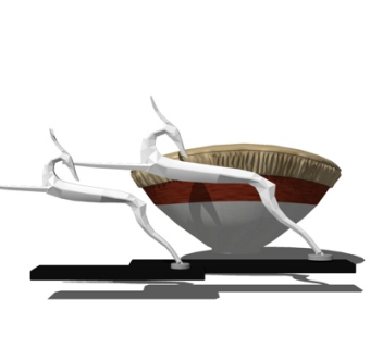 现代羊盘子摆件su模型