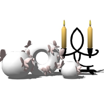 现代烛台灯陶瓷罐摆件su模型