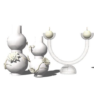 现代烛台灯陶瓷罐摆件su模型